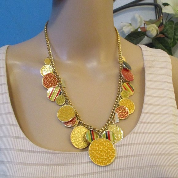 COACH Graduated Multi-colored Round Charm Necklace ~ COACH 19 Charm Necklace - Picture 1 of 14